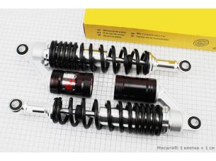 Амортизатор задний JH/CB/CG - 340мм*d60мм (втулка 10;12мм / втулка 10;12мм) газовый регулир., черный к-кт 2шт