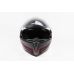 Шлем закрытый с откидным подбородком+очки SCO-158 S- ЧЕРНЫЙ матовый с серо-красным рисунком