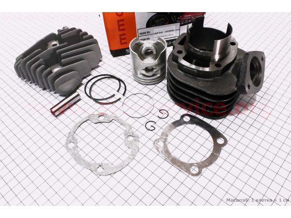 Цилиндр к-кт (цпг) Honda DIO ZX/AF34 80cc-48мм (палец 12мм) + головка цилиндра (AF35  DIO ZX; AF48 LEAD)