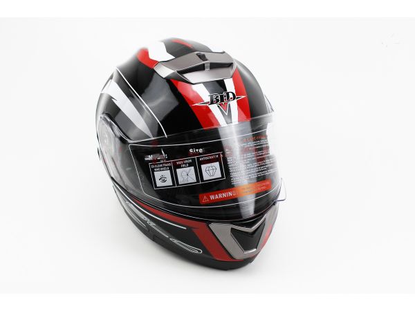Шлем закрытый с откидным подбородком+очки BLD-160 S- ЧЕРНЫЙ с рисунком красно-белым