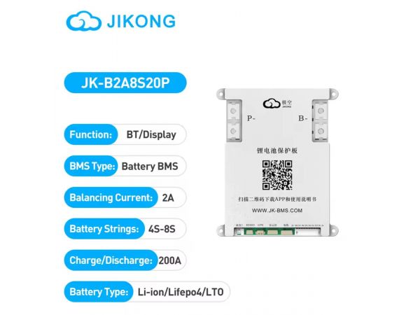 Smart Active BMS 4S-8S Jikong JK-B2A8S20P 200/350A (балансир 2А) с кнопкой