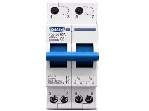 Трехпозиционный двухполюсный переключатель нагрузки Tomzn TO219G 2P 63A MTS  I-0-II 230/400В