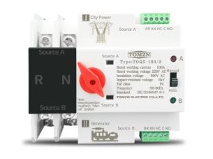 Автомат (переключатель) ввода резерва АВР Tomzn однофазный TOQ5-125/2P, 125A 220V