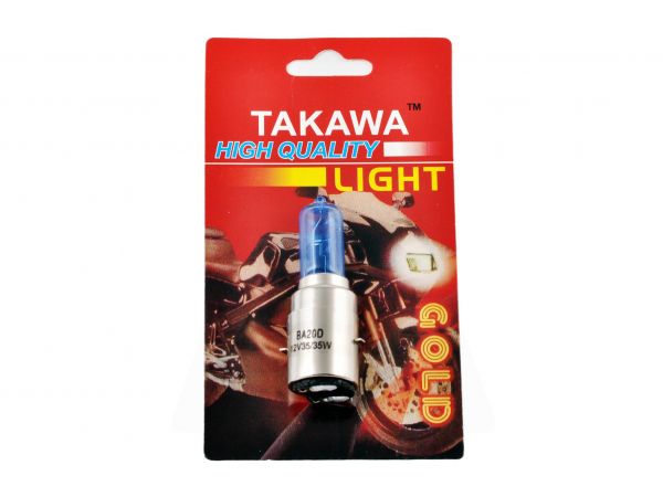 Лампа BA20D (2 уса)   12V 35W/35W   (супер белая, высокая)   (блистер)   (mod:073)   TAKAWA