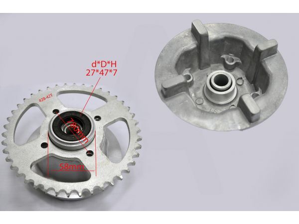 Демпфер заднего колеса   Zongshen ZS125J   (+подшипник, втулка, сальник, зв. 428-43T)   EVO
