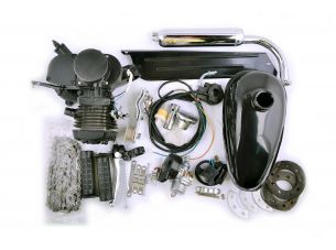 Двигатель велосипедный (в сборе)   80сс   (мех.старт., бак, ручка газа, звезда, цепь)   (черный)   EVO
