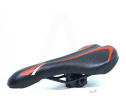Седло велосипедное спортивное   (черное с красной полосой)   (mod TY-SD-7115)   KL