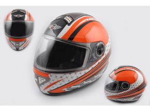 Шлем-интеграл   (mod:550) (premium class) (size:L, бело-оранжевый) Ш106   KOJI