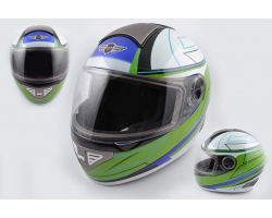 Шлем-интеграл   (mod:550) (premium class) (size:XL, бело-зеленый)   KOJI