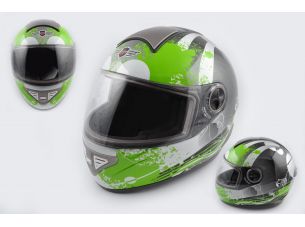 Шлем-интеграл   (mod:550) (premium class) (size:XL, черно-зеленый) Ш113   KOJI