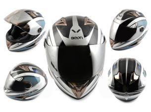 Шлем-интеграл   (mod:B-500) (size:XL, голубой, зеркальный визор, X-CELERATE)   BEON