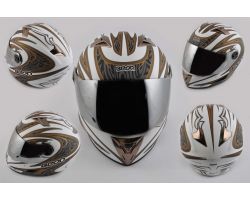 Шлем-интеграл   (mod:B-500) (size:M, бело-серый, зеркальный визор, BLADE)   BEON