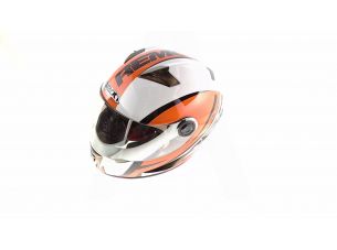 Шлем-интеграл   (mod:B-500) (size:XL, бело-оранжево-красный)   BEON
