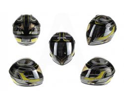 Шлем-интеграл   (mod:B-500) (size:L, черно-серый-желтый)   BEON