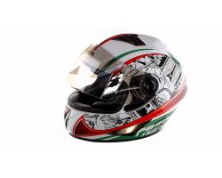 Шлем-интеграл   (mod:B-500) (size:XL, бело-красно-зеленый)   BEON