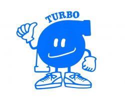 Наклейка   декор   TURBO   (16x16см, синяя)   (#0309)