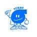Наклейка   декор   TURBO   (16x16см, синяя)   (#0309)