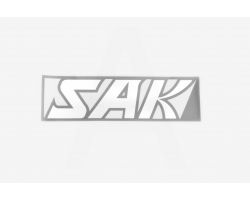 Наклейка   логотип   SAK   (16х5см, белая)   (#6873)