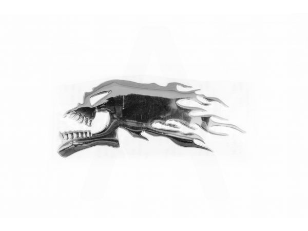 Наклейка   шильдик   FIRESKULL   (14x5см, алюминий, хром)   (#4744)