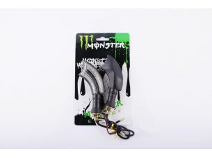 Повороты светодиодные (пара)   изогнутые   (черные, прозрачные, 21 диод)   MONSTER ENERGY