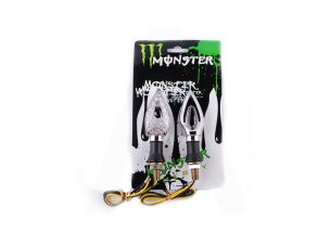 Повороты светодиодные (пара)   стреловидные   (серебристые, прозрачные)   MONSTER ENERGY