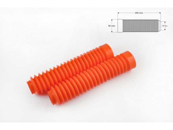 Гофры передней вилки (пара)   универсальные   L-250mm, d-30mm, D-50mm   (оранжевые)   MZK