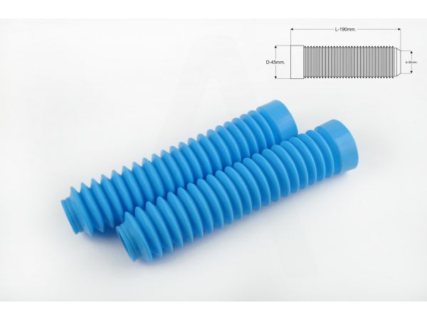 Гофры передней вилки (пара)   универсальные   L-190mm, d-30mm, D-45mm   (голубые)   MZK