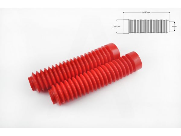 Гофры передней вилки (пара)   универсальные   L-190mm, d-30mm, D-45mm   (красные)   MZK