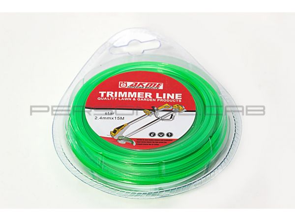 Леска мотокосы   Ø2,4mm, 15 метров   (звезда, зеленая)   EVO