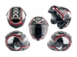 Шлем трансформер   (size:ХL, бело-черный + солнцезащитные очки)   LS-2