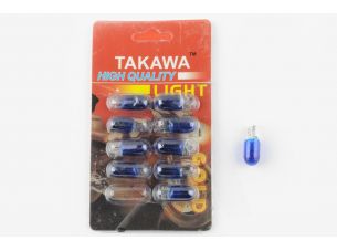 Лампа Т10 (безцокольная)   12V 3W   (габарит, приборы)   (синяя)   TAKAWA