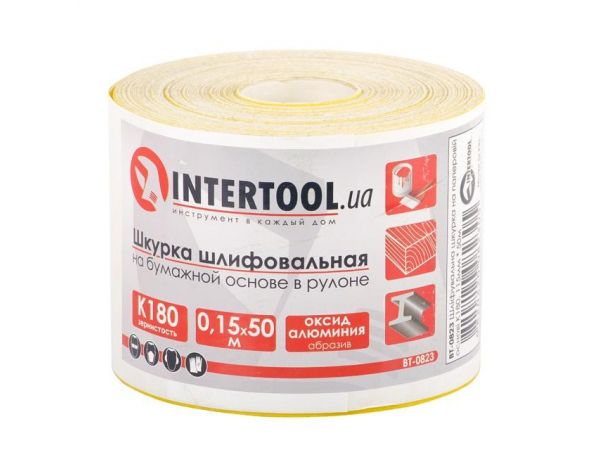 Шлифовальная шкурка на бумажной основе К180, 115мм*50м. INTERTOOL