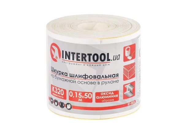 Шлифовальная шкурка на бумажной основе К320, 115мм*50м. INTERTOOL