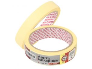 Лента малярная 25мм, 20м, желтая INTERTOOL