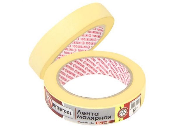 Лента малярная 25мм, 40м, желтая INTERTOOL
