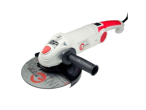 Шлифмашина угловая 2000 Вт, 6500 об/мин, диаметр круга 230 мм, плавный пуск, поворотная рукоятка INTERTOOL