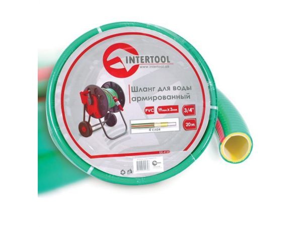 Шланг для воды 4-х слойный 3/4, 20 м, армированный, PVC INTERTOOL