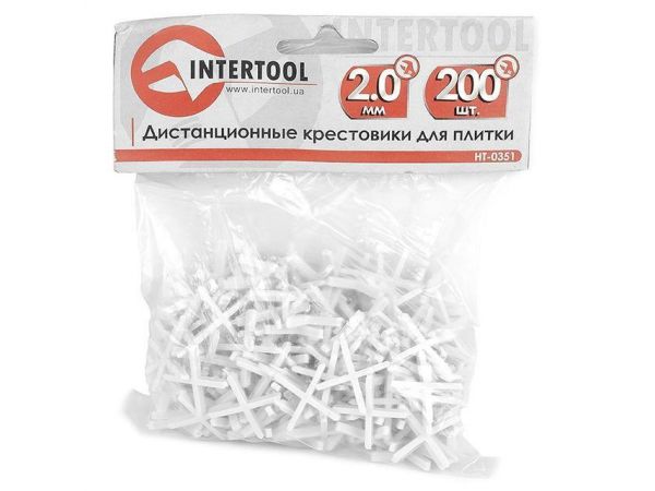 Набор дистанционных крестиков для плитки 2,0 мм / 200 шт INTERTOOL