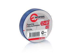 Лента изоляционная 0,15 мм x 17 мм x 25 м синяя INTERTOOL