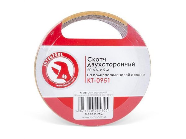 Скотч двухсторонний 50 мм*5 м на полипропиленовой основе INTERTOOL