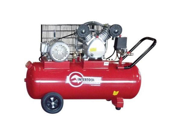 Компрессор 100 л, 3 кВт, 380 В, 8 атм, 500 л/мин, 2 цилиндра INTERTOOL