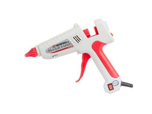 Пистолет клеевой 100(300)Вт, 230В, 215-230°C под стержни 10.8-11.5мм, 13-30 г/мин., выключатель INTERTOOL