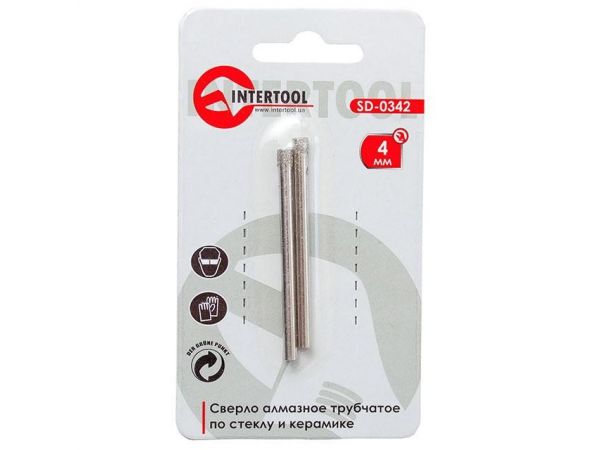 Сверло алмазное трубчатое по стеклу и керамике 4 мм INTERTOOL
