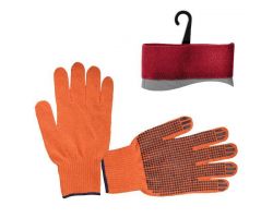 Перчатка х/б трикотаж с точечным покрытием PVC на ладони (оранжевая) INTERTOOL