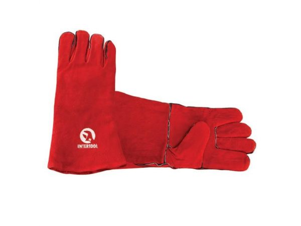 Перчатка замшевая 14 (красная) INTERTOOL