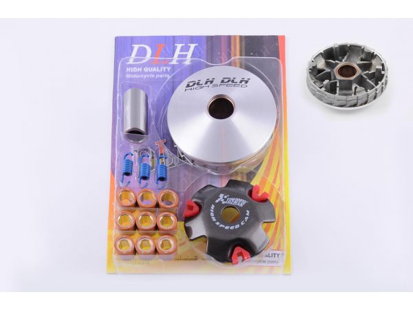 Вариатор передний   (тюнинг) 4T GY6 50   (ролики латунь 9шт, палец, пруж. сцепления)   (DLH)   VDK