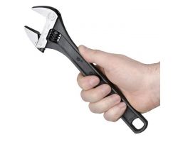 Ключ разводной 250мм, Cr-V, черный, фосфатированный, INTERTOOL